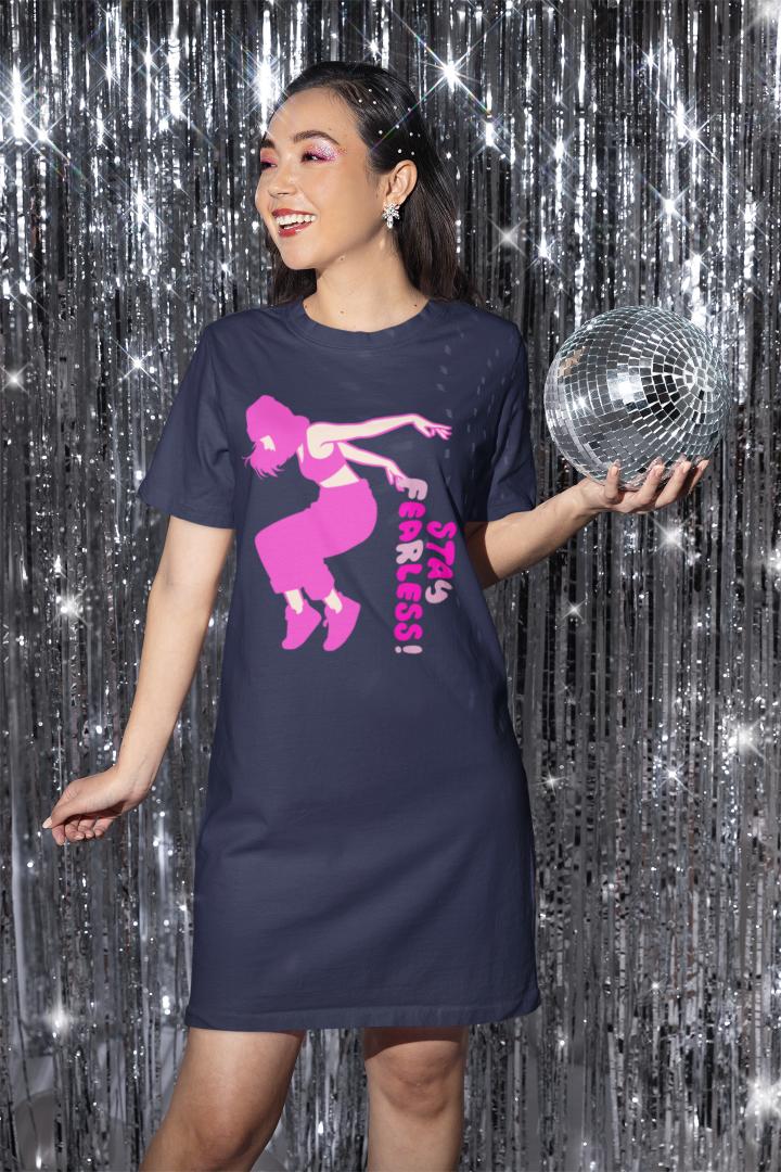 Women's Dance Punk Fearless T-shirt Dress Grey Melange by ZealforTee