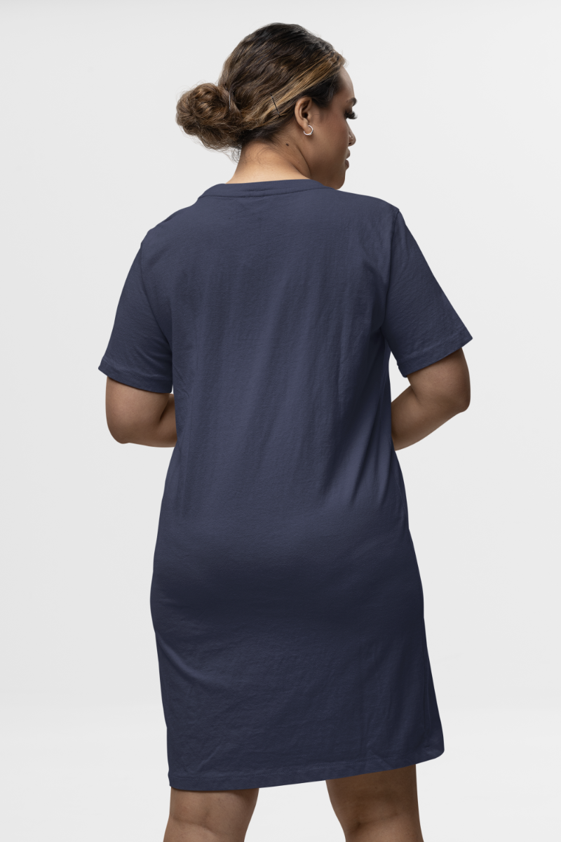 Women's Dance Punk Fearless T-shirt Dress Navy Blue by ZealforTee