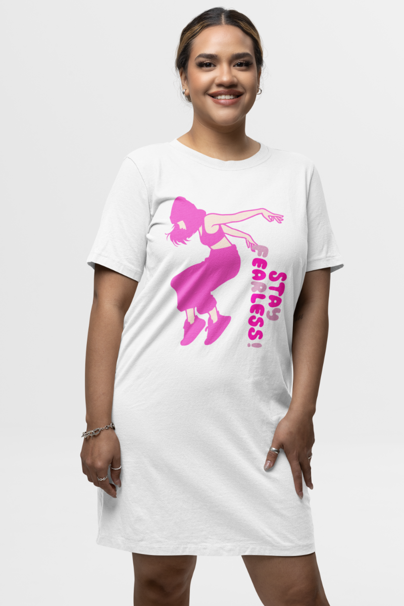 Women's Dance Punk Fearless T-shirt Dress White by ZealforTee