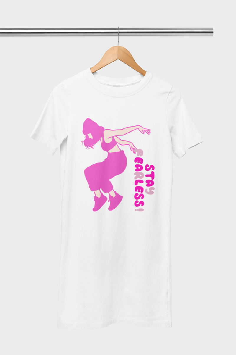 Women's Dance Punk Fearless T-shirt Dress White by ZealforTee