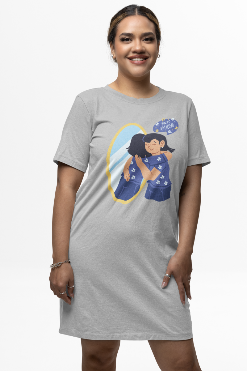 Women's Amazing T-shirt Dress Navy Blue by ZealforTee