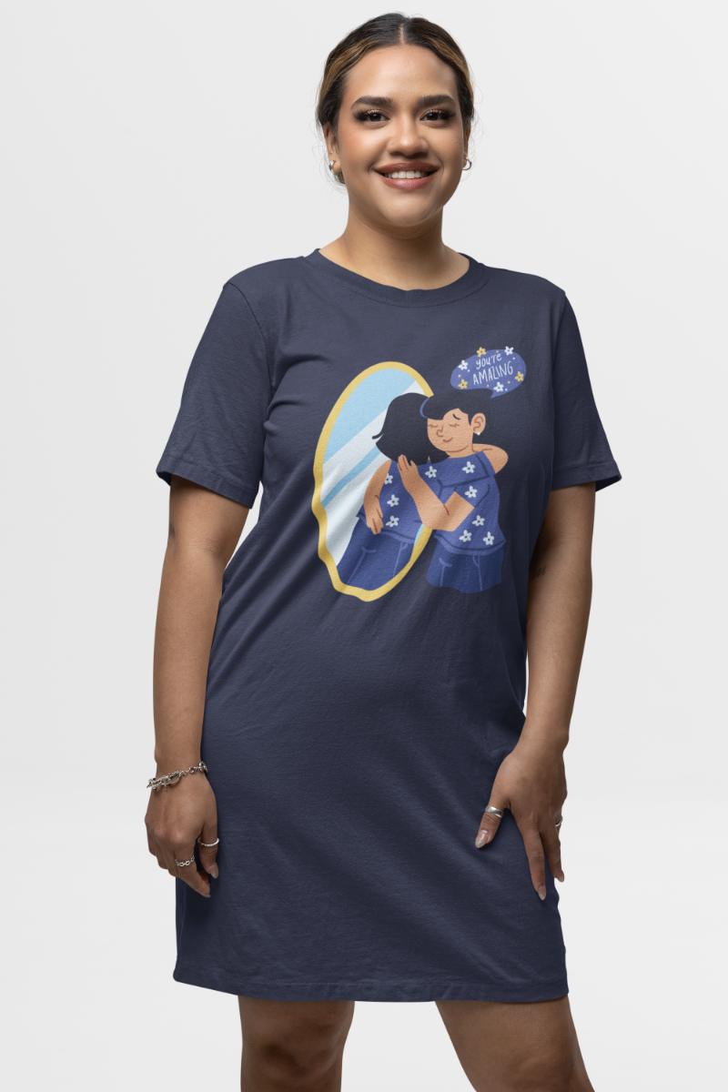 Women's Amazing T-shirt Dress Golden Yellow by ZealforTee