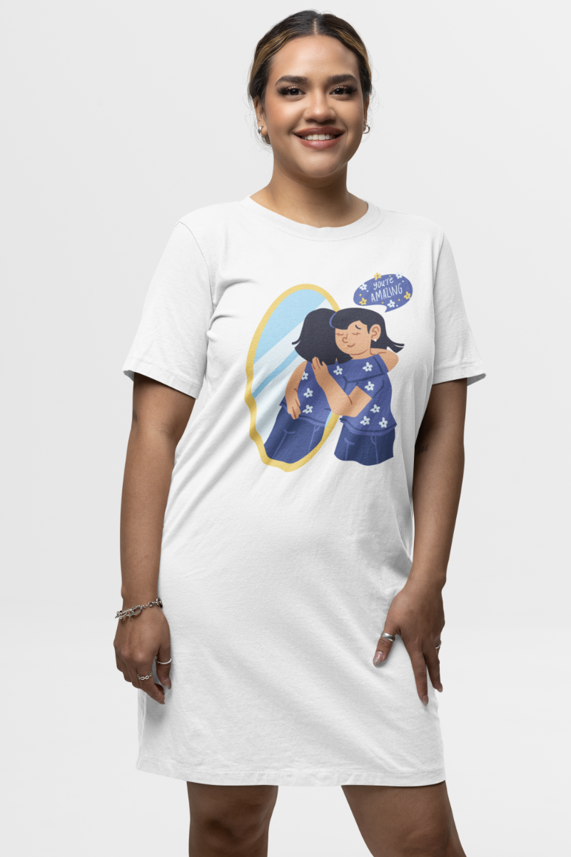 Women's Amazing T-shirt Dress White by ZealforTee