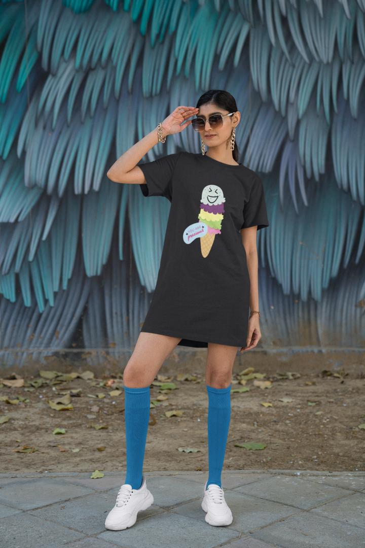 Women's Gelato T-shirt Dress Black by ZealforTee