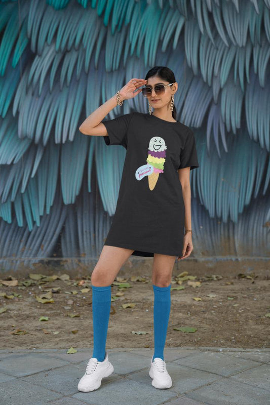 Women's Gelato T-shirt Dress Black by ZealforTee