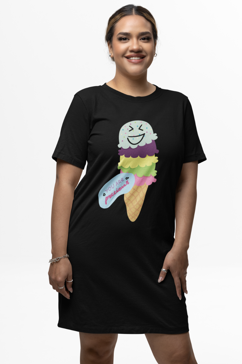 Women's Gelato T-shirt Dress Black by ZealforTee