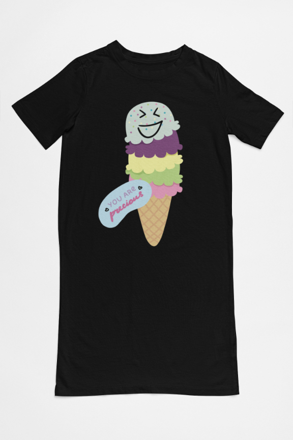 Women's Gelato T-shirt Dress Black by ZealforTee