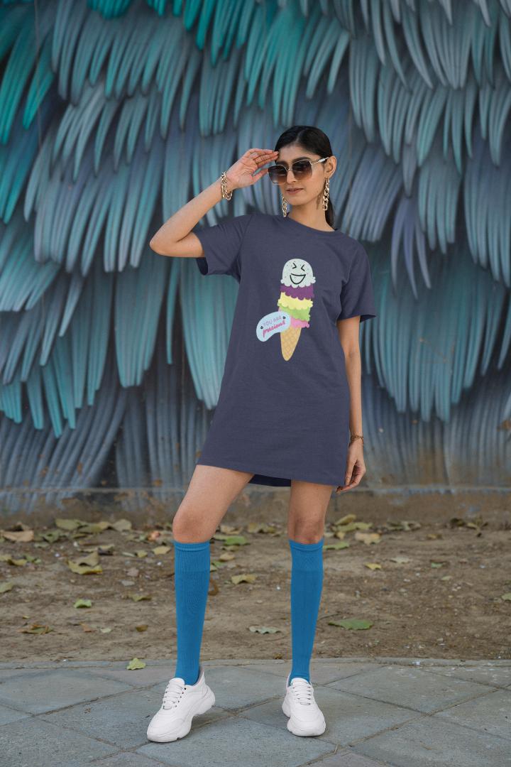 Women's Gelato T-shirt Dress Navy Blue by ZealforTee