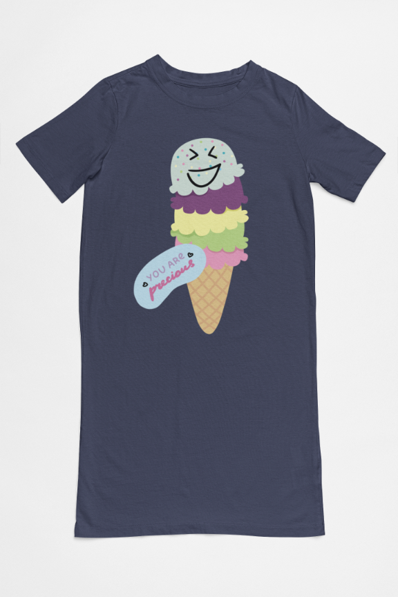 Women's Gelato T-shirt Dress Golden Yellow by ZealforTee