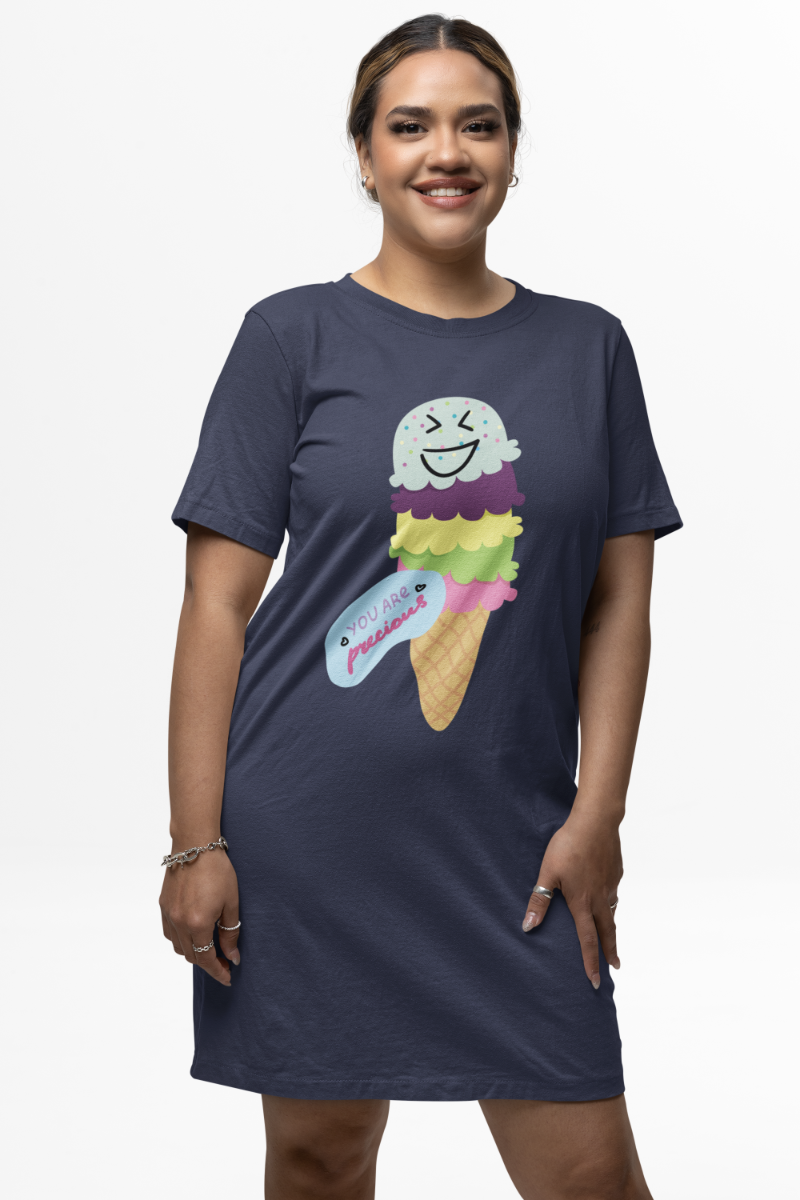 Women's Gelato T-shirt Dress White by ZealforTee