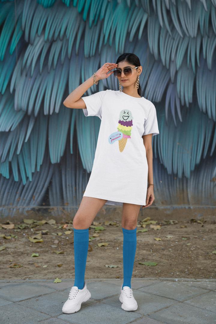 Women's Gelato T-shirt Dress Navy Blue by ZealforTee