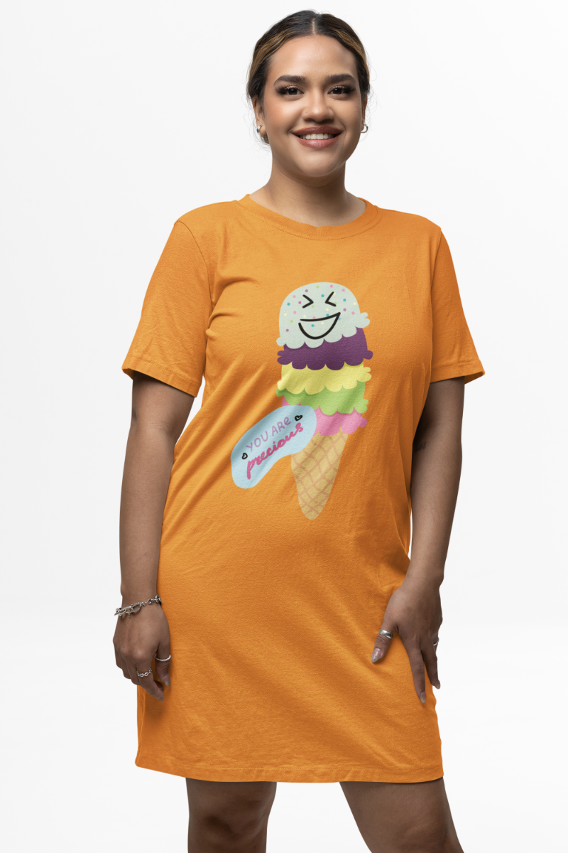 Women's Gelato T-shirt Dress Golden Yellow by ZealforTee