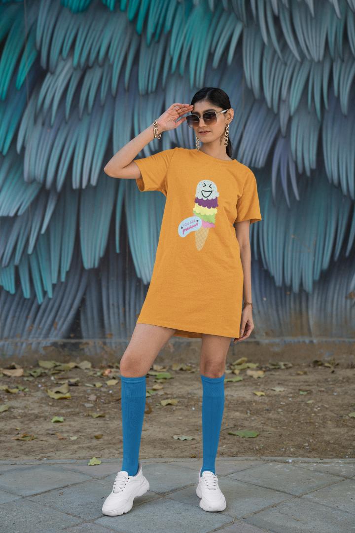 Women's Gelato T-shirt Dress White by ZealforTee