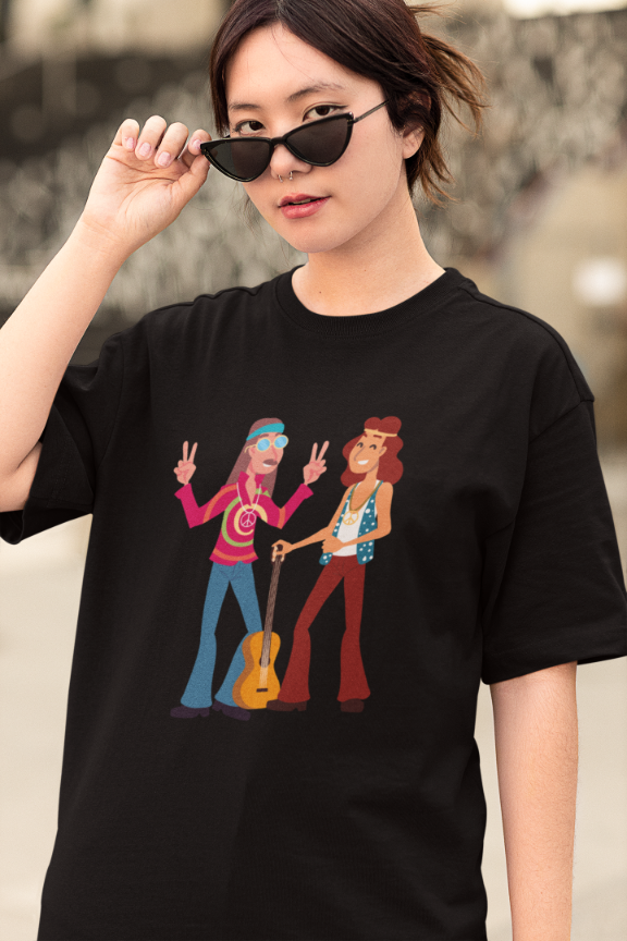 Women Trippy Guitar Oversized T shirt