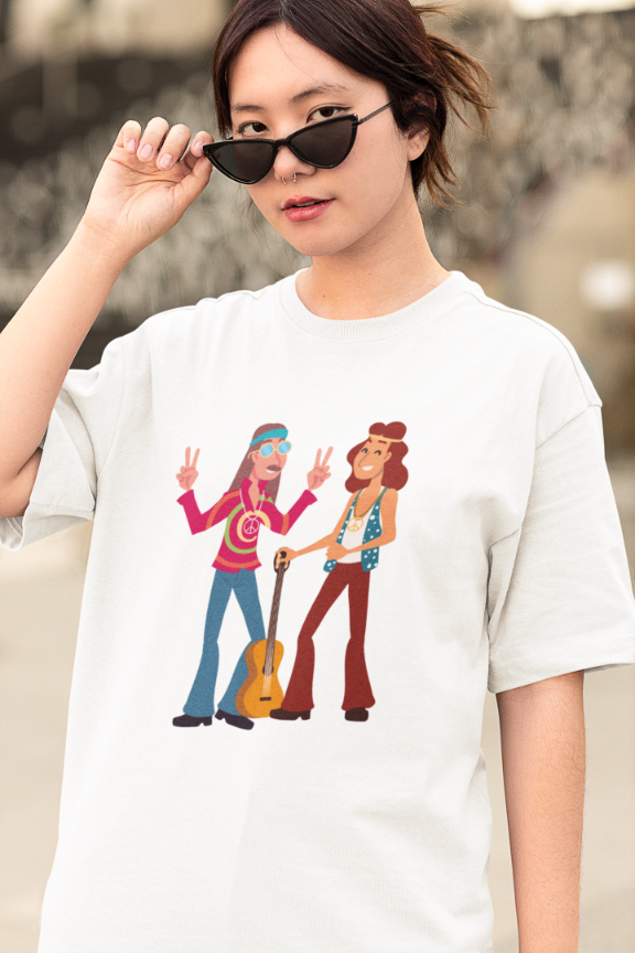 Women Trippy Guitar Oversized T shirt