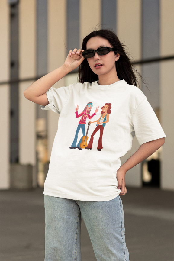 Women Trippy Guitar Oversized T shirt