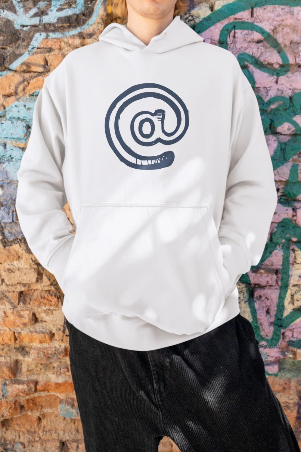 Men's @ Oversized Hooded Sweatshirt White by ZealforTee