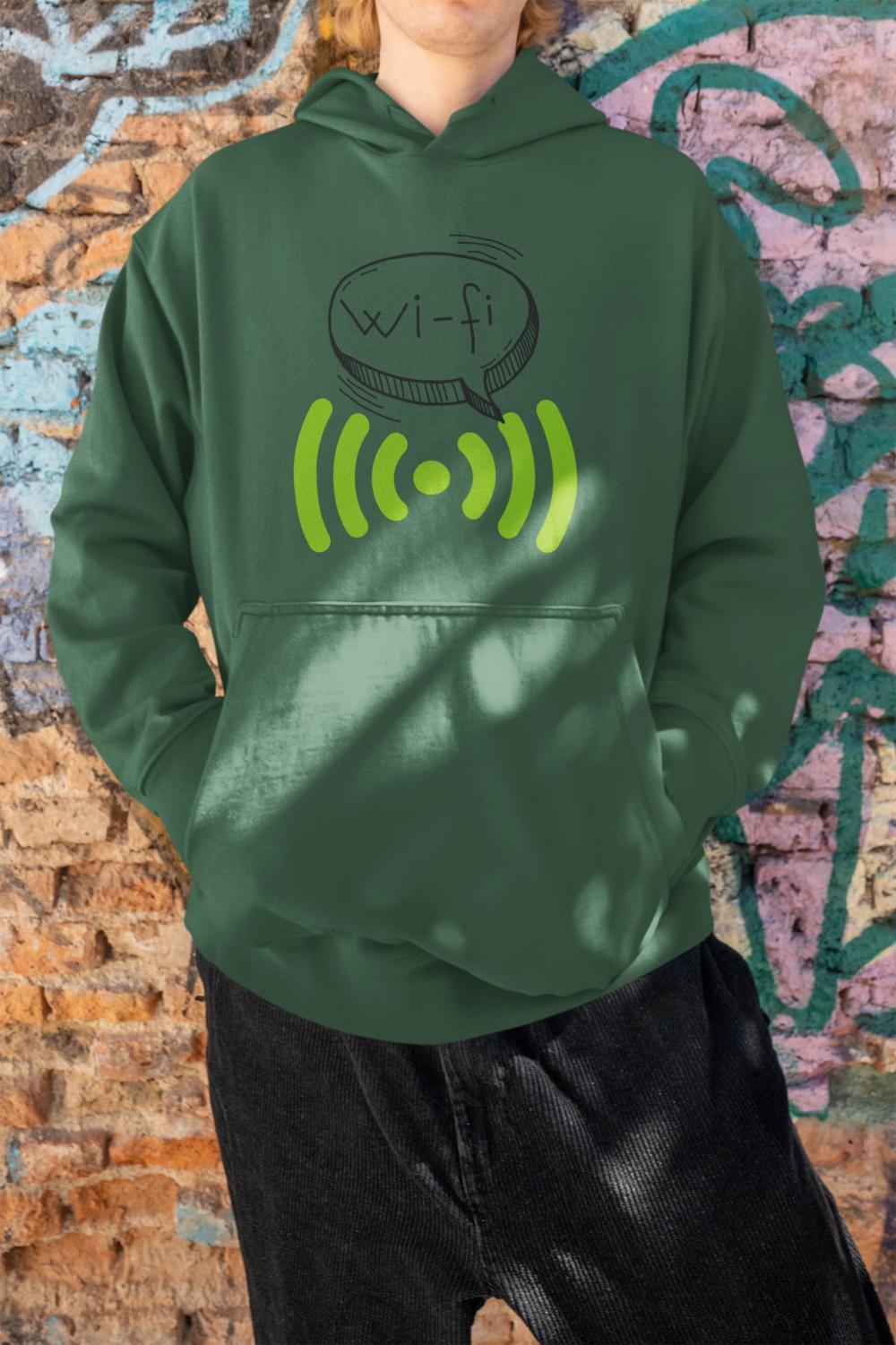 Men's Doodle Wifi Oversized Hooded Sweatshirt Maroon by ZealforTee