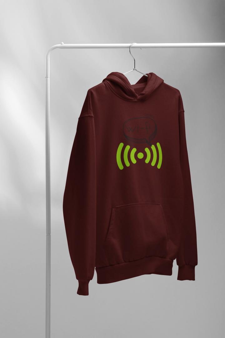 Men's Doodle Wifi Oversized Hooded Sweatshirt White by ZealforTee