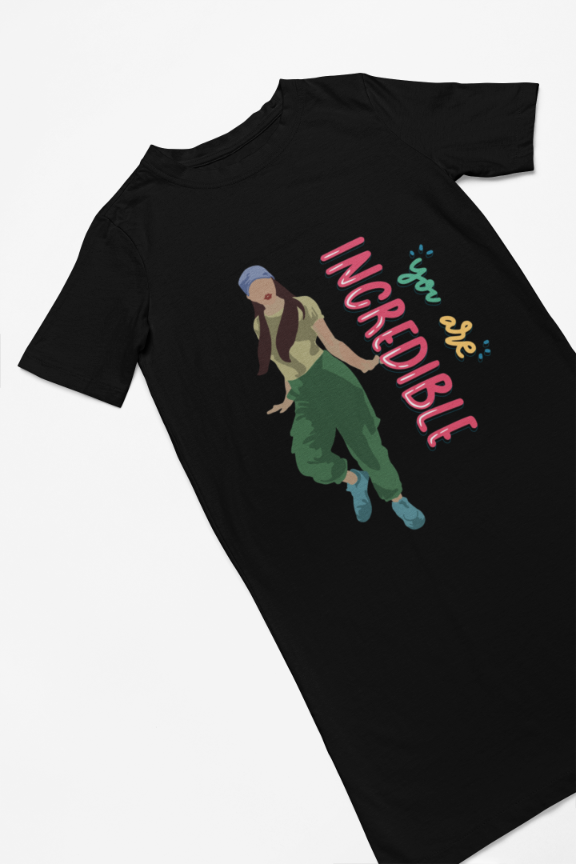 Women's Incredible Boogie T-shirt Dress Black by ZealforTee