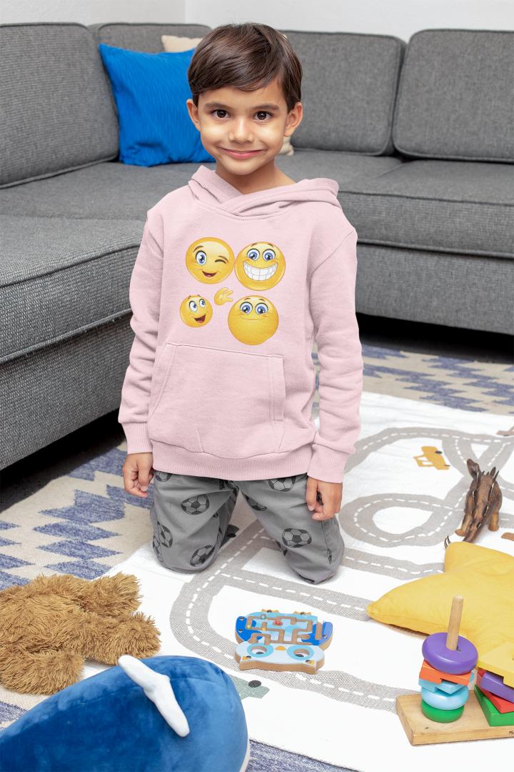 Boy's Smile Emoticon Hoodie Sweatshirt Black by ZealforTee