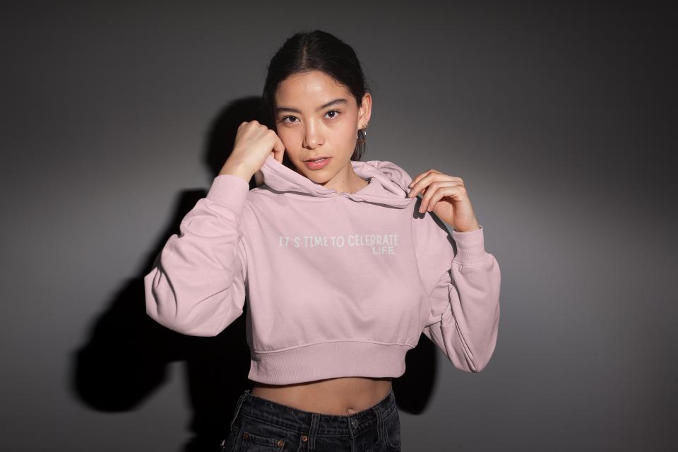 Women's Time to Celebrate Crop Hoodie Sweatshirt Maroon by ZealforTee