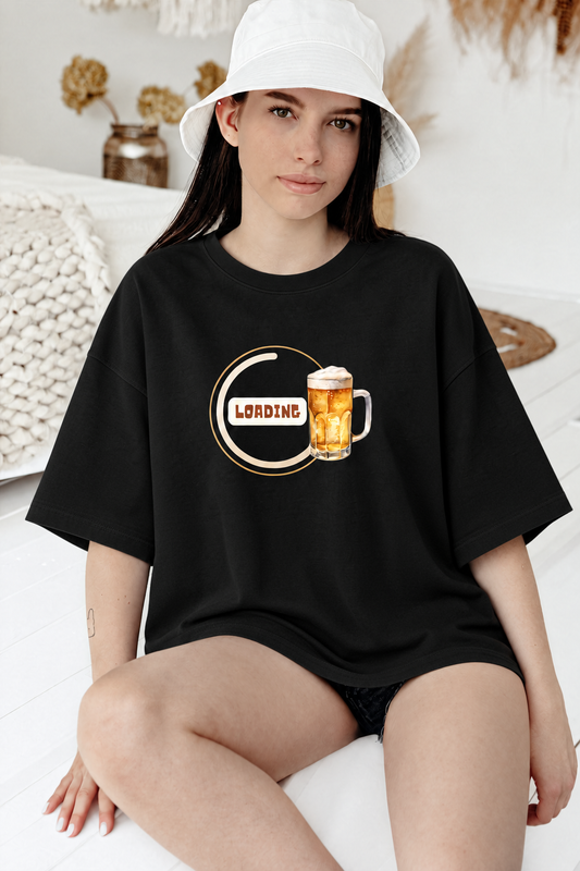 Women Loading Happiness Oversized Tshirt