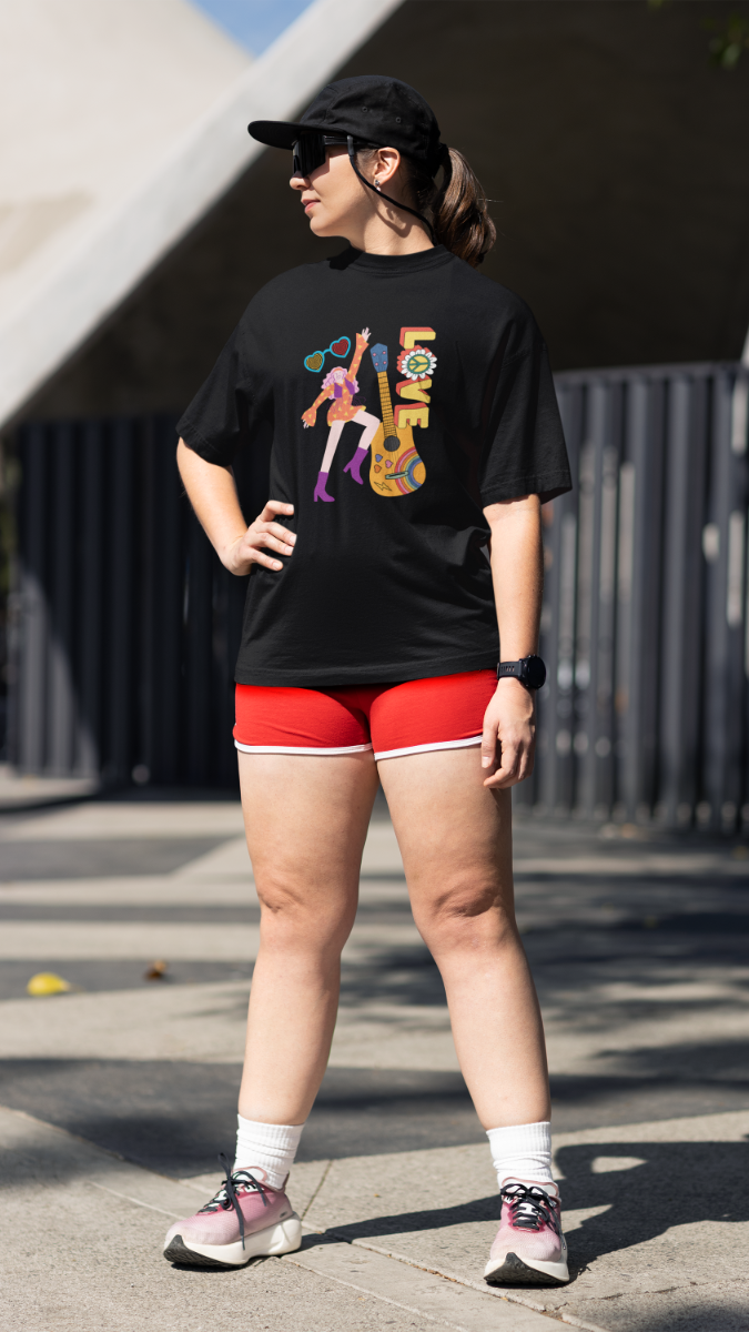 Women Love for Guitar Oversized T shirt