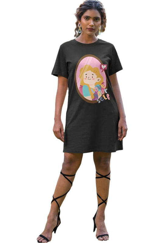 Women's Love Yourself T-shirt Dress Black by ZealforTee