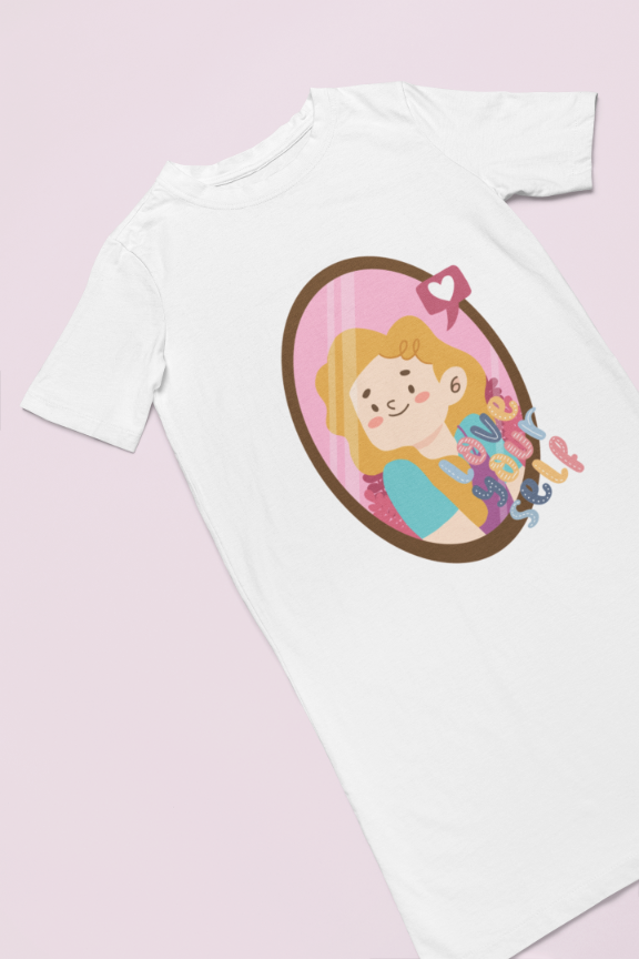 Women's Love Yourself T-shirt Dress White by ZealforTee