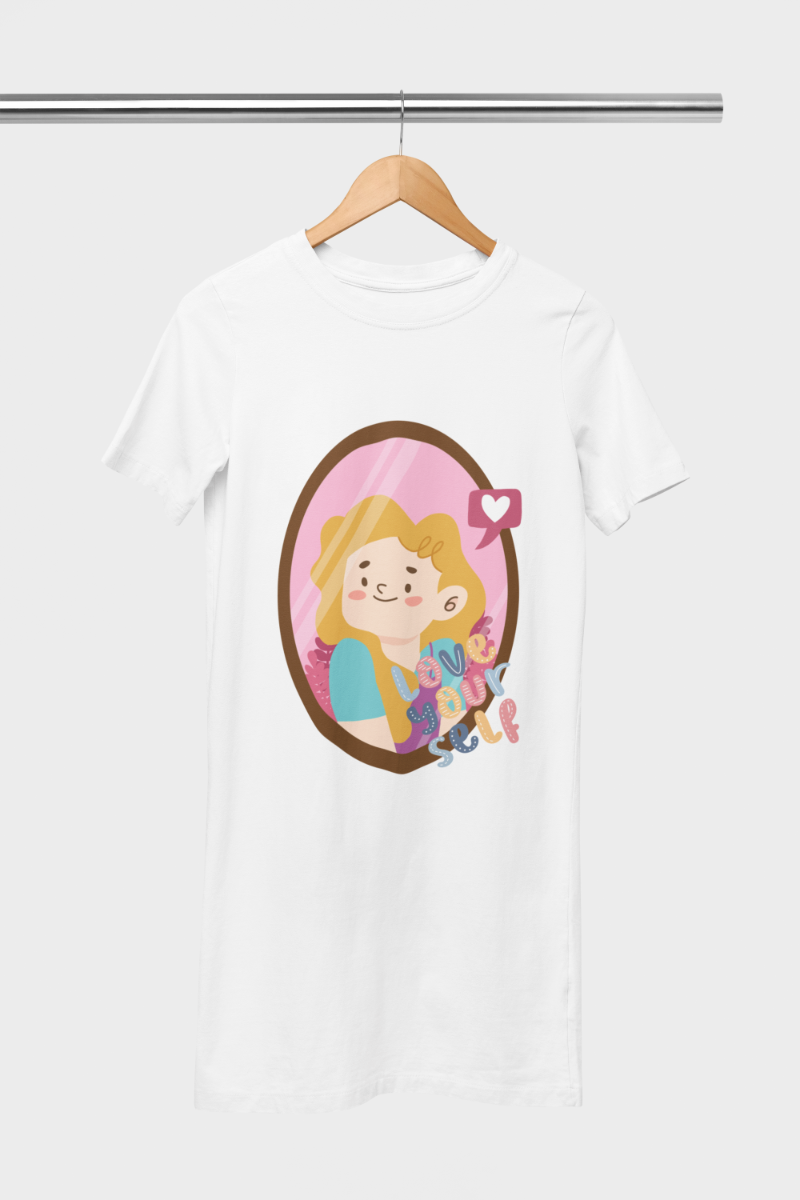 Women's Love Yourself T-shirt Dress Red by ZealforTee