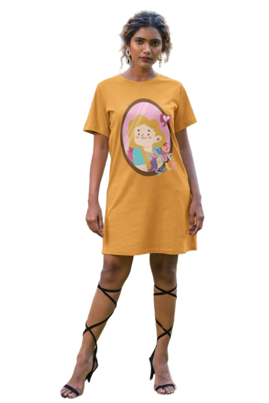 Women's Love Yourself T-shirt Dress Golden Yellow by ZealforTee