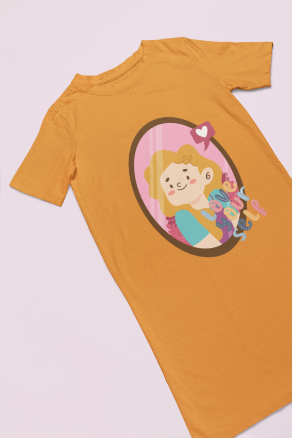 Women's Love Yourself T-shirt Dress Golden Yellow by ZealforTee