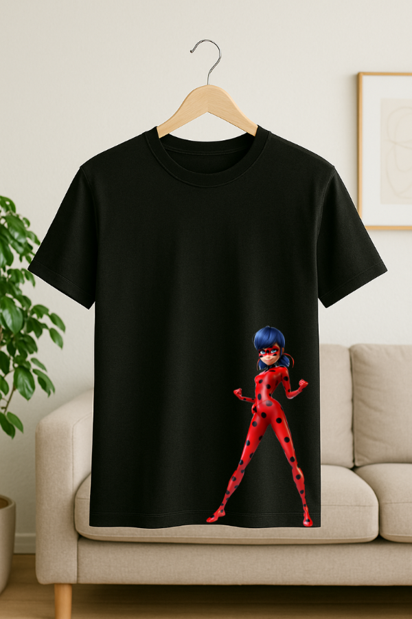 Miraculous Ladybug Graphic Tee India in hanger front view by ZealforTee
