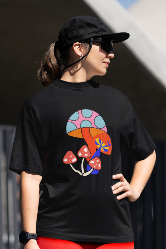 Women Vibrant Mushroom Oversized T shirt