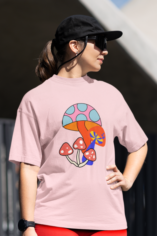 Women Vibrant Mushroom Oversized T shirt