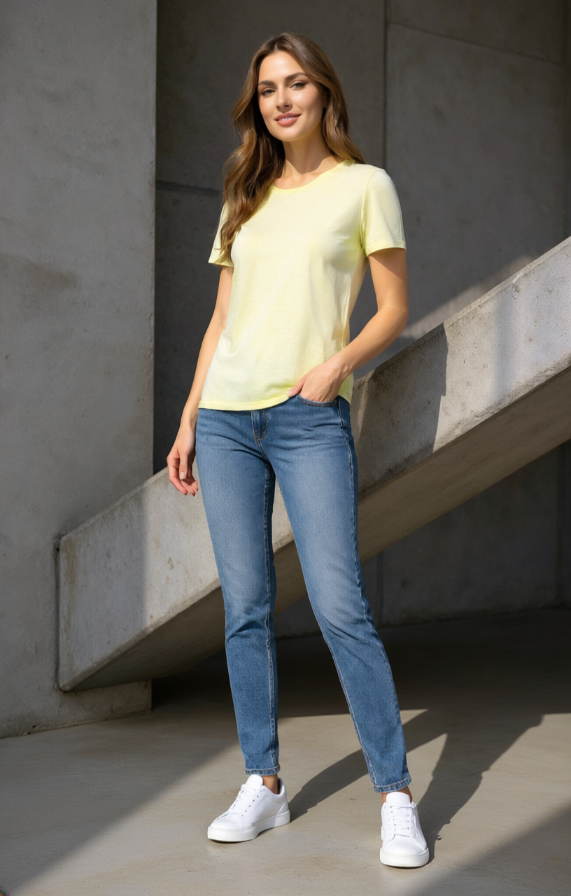 Women Regular fit Solid Color Tshirt