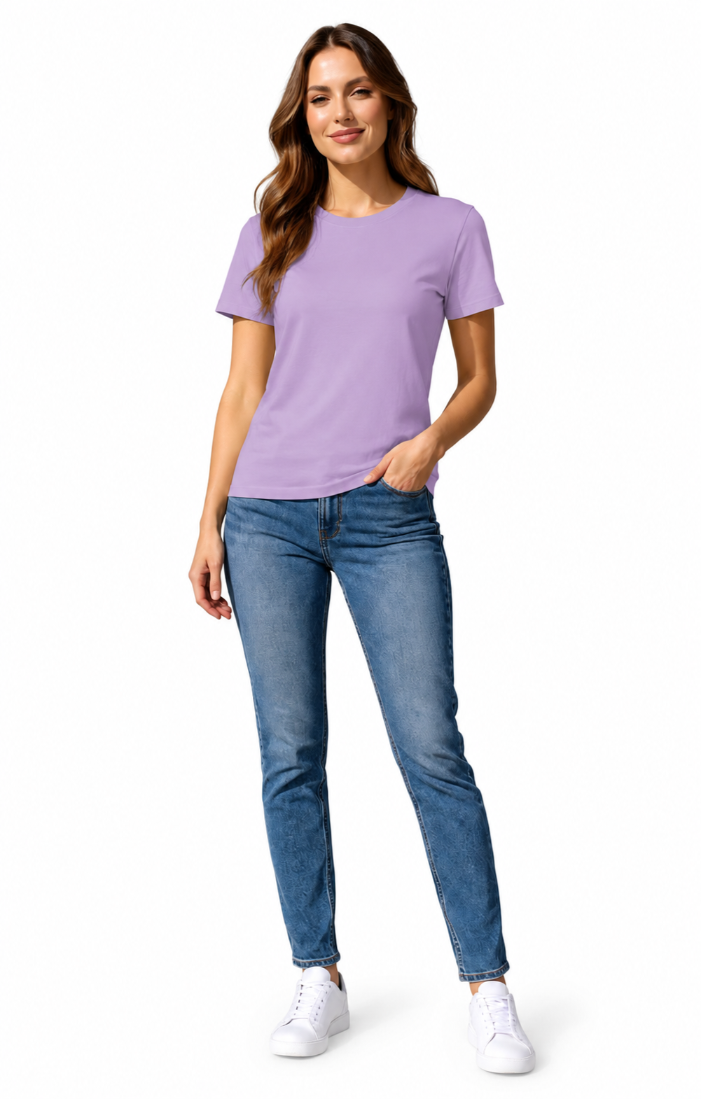 Women Regular fit Solid Color Tshirt
