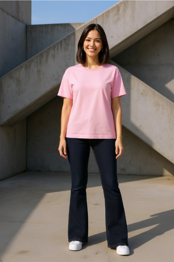 Women Regular fit Solid Color Tshirt