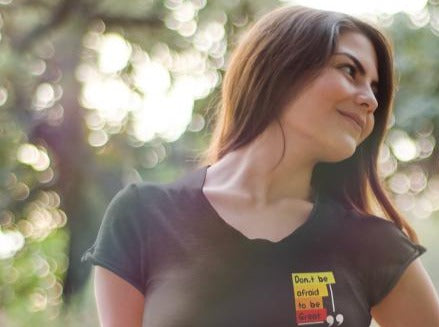 Women's Don't be Afraid Pocket Print T-shirt Black by ZealforTee