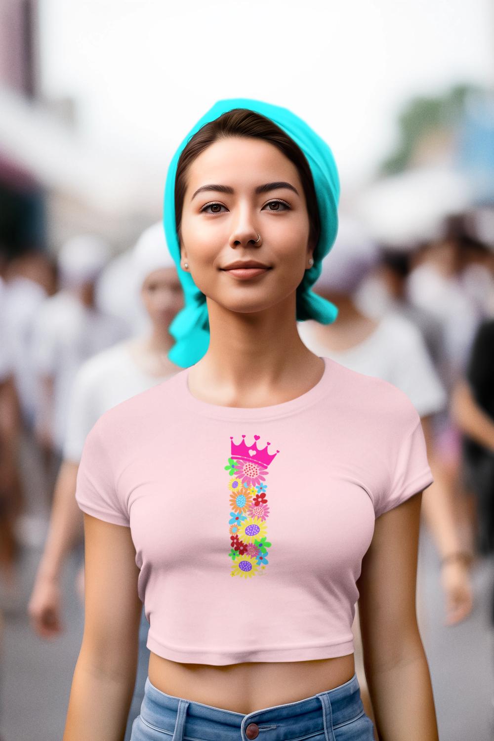 Women's Floral Alphabet I Crop Top Black by ZealforTee