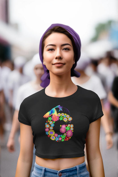 Women's Floral Alphabet G Crop Top Light Baby Pink by ZealforTee