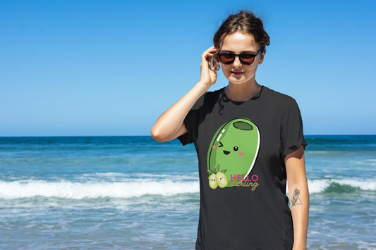 Women's Olive Hello Darling T-shirt Light Pink by ZealforTee