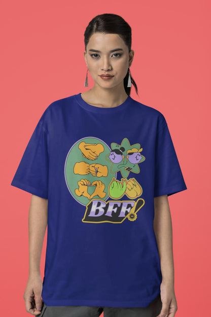 Women's Best Friend Forever Oversized T-shirt Royal Blue by ZealforTee