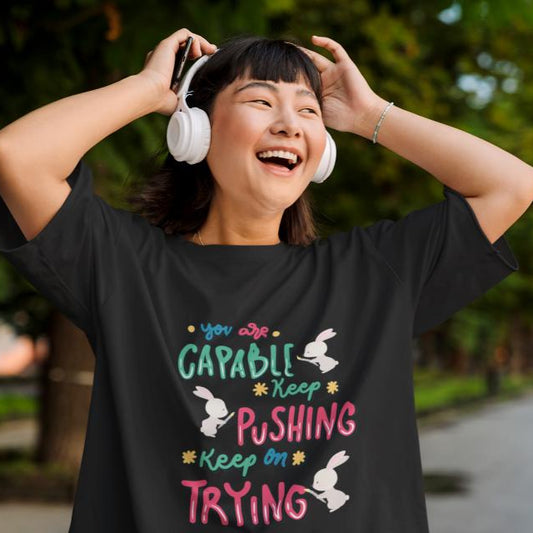 Women's Capable Oversized T shirt Black by ZealforTee