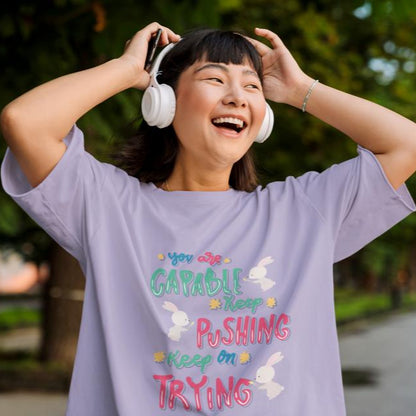 Women's Capable Oversized T shirt Black by ZealforTee