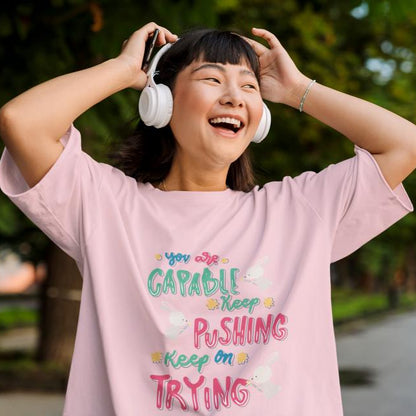 Women's Capable Oversized T shirt Black by ZealforTee