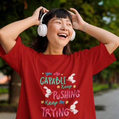 Women's Capable Oversized T shirt Black by ZealforTee