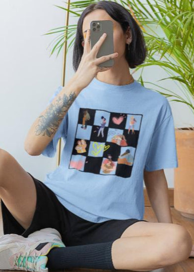 Women's Chess Love Oversized T-shirt Baby Blue by ZealforTee