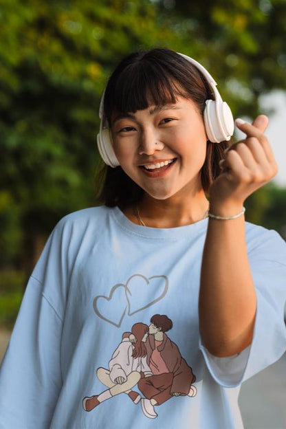 Women's Couple Oversized T shirt Red by ZealforTee